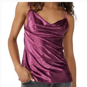 NWT Free People Intimately All Night Velvet Cami XS Fig Jam Violet Pink